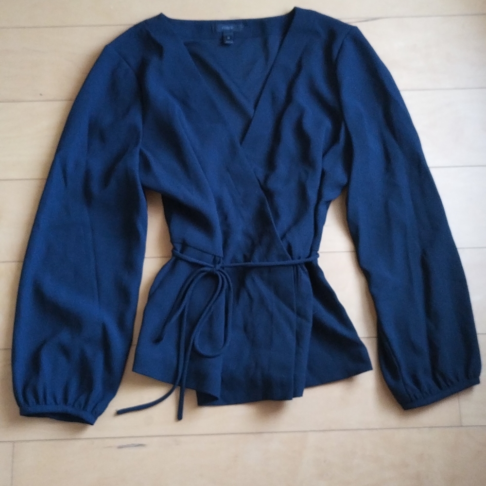 J. Crew Black wrap top